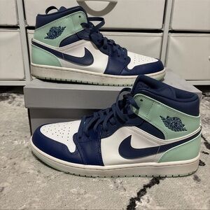 Air Jordan High-Top Sneakers in Blue and Mint